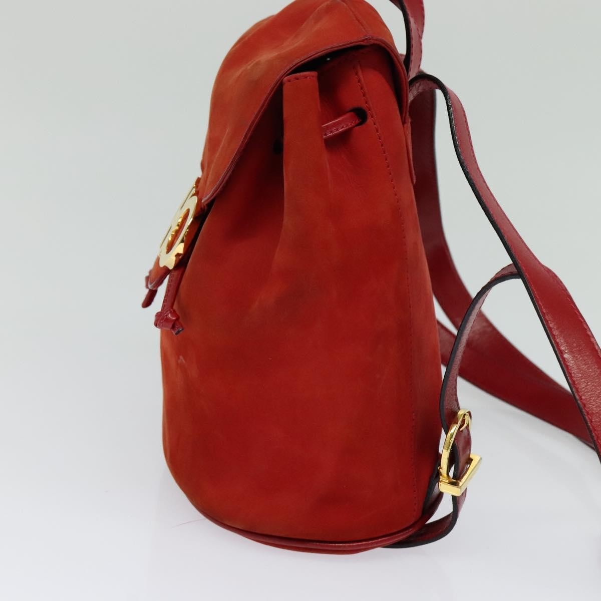 Salvatore Ferragamo Gancini Backpack Suede, RED, SUEDE, Backpack