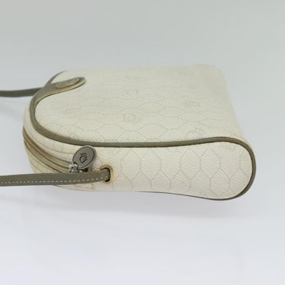 Christian Dior Vintage Honeycomb Zip Pouch Coated Canvas, WHITE, LEATHER, Clutche & pouche