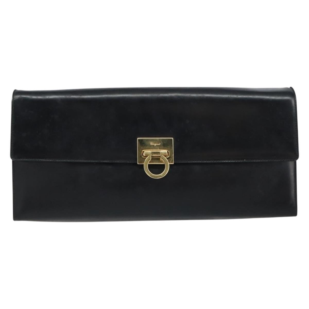 Salvatore Ferragamo Gancini Chain Shoulder bag Leather, BLACK, LEATHER, Shoulder bag