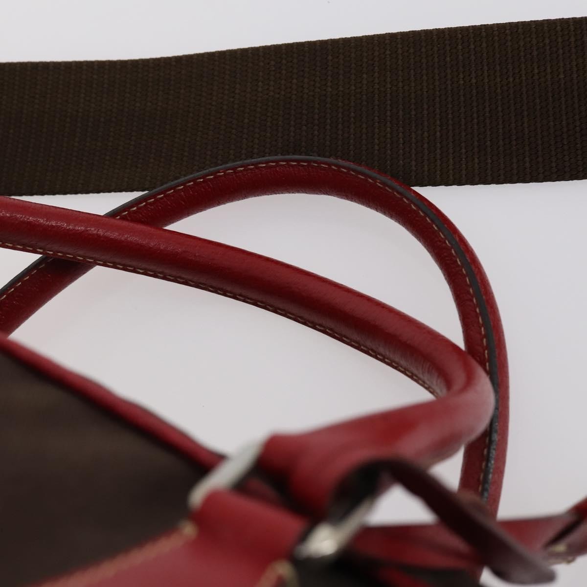 Prada Bowler Bag Canvas with Leather, BROWN, CANVAS, Travel bag