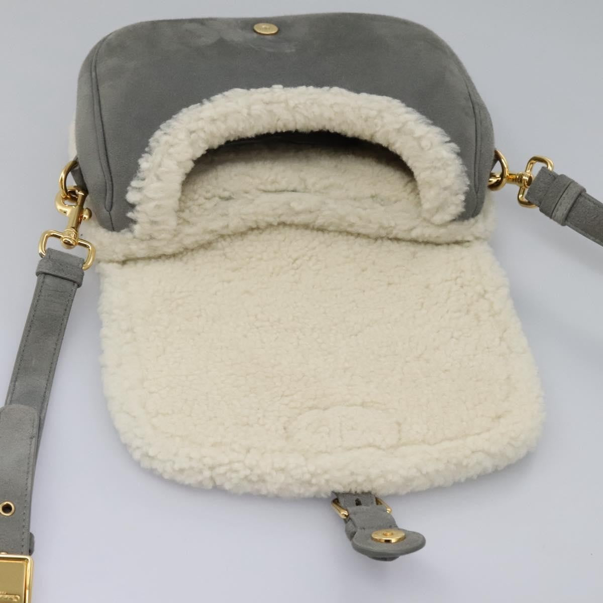 Christian Dior Bobby Flap Bag Shearling and Suede, GRAY, SUEDE, Shoulder bag