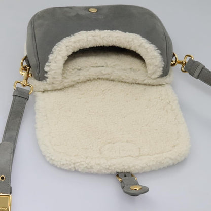 Christian Dior Bobby Flap Bag Shearling and Suede, GRAY, SUEDE, Shoulder bag