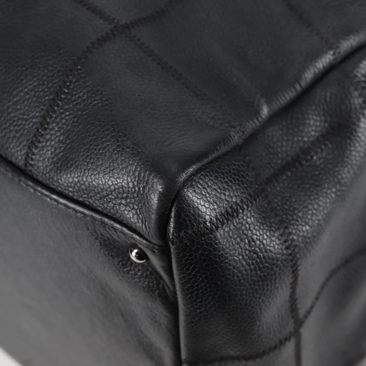 Chanel Square Stitch Shoulder Bag Quilted Caviar, BLACK, LEATHER, Shoulder bag