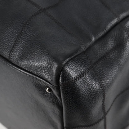 Chanel Square Stitch Shoulder Bag Quilted Caviar, BLACK, LEATHER, Shoulder bag