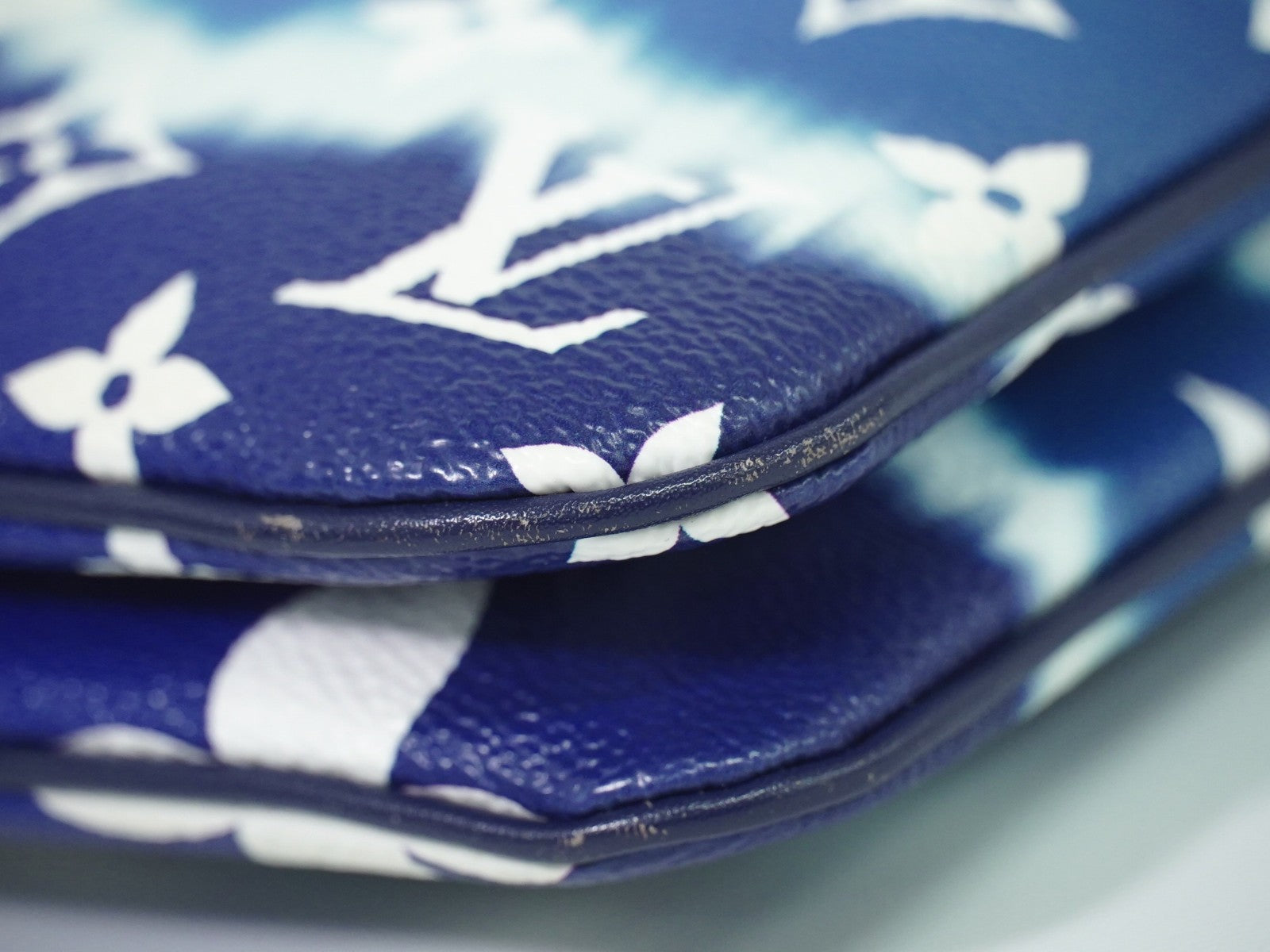 Louis Vuitton Double Zip Pochette Limited Edition Escale Monogram Giant, BLUE, CANVAS, Shoulder bag