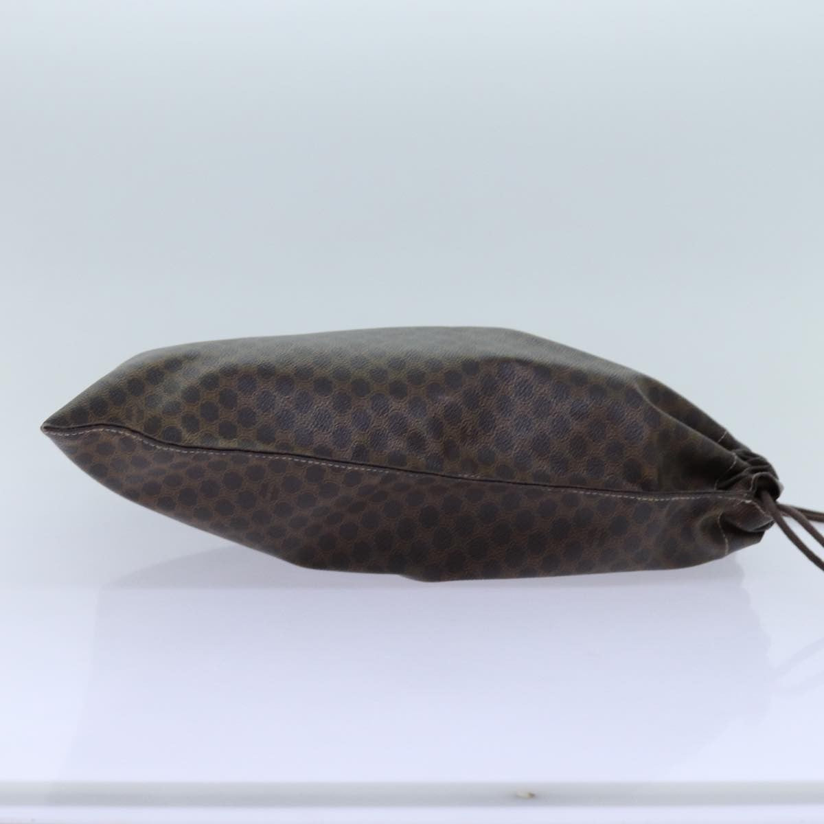 Celine Triomphe Drawstring Bucket Bag Raffia with Leather, BROWN, PVC, Shoulder bag