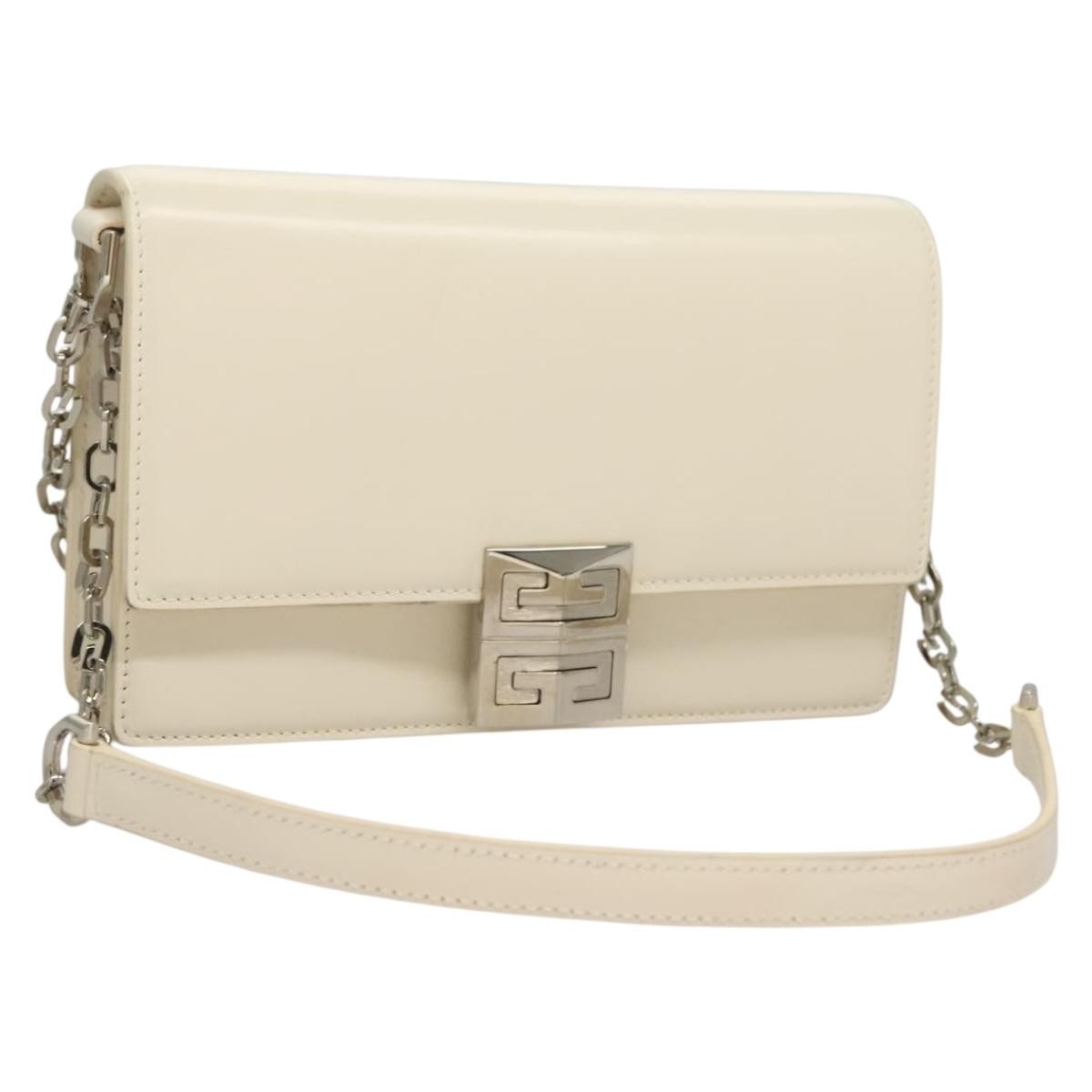 Givenchy 4G Chain Crossbody Bag Leather, WHITE, LEATHER, Crossbody bag