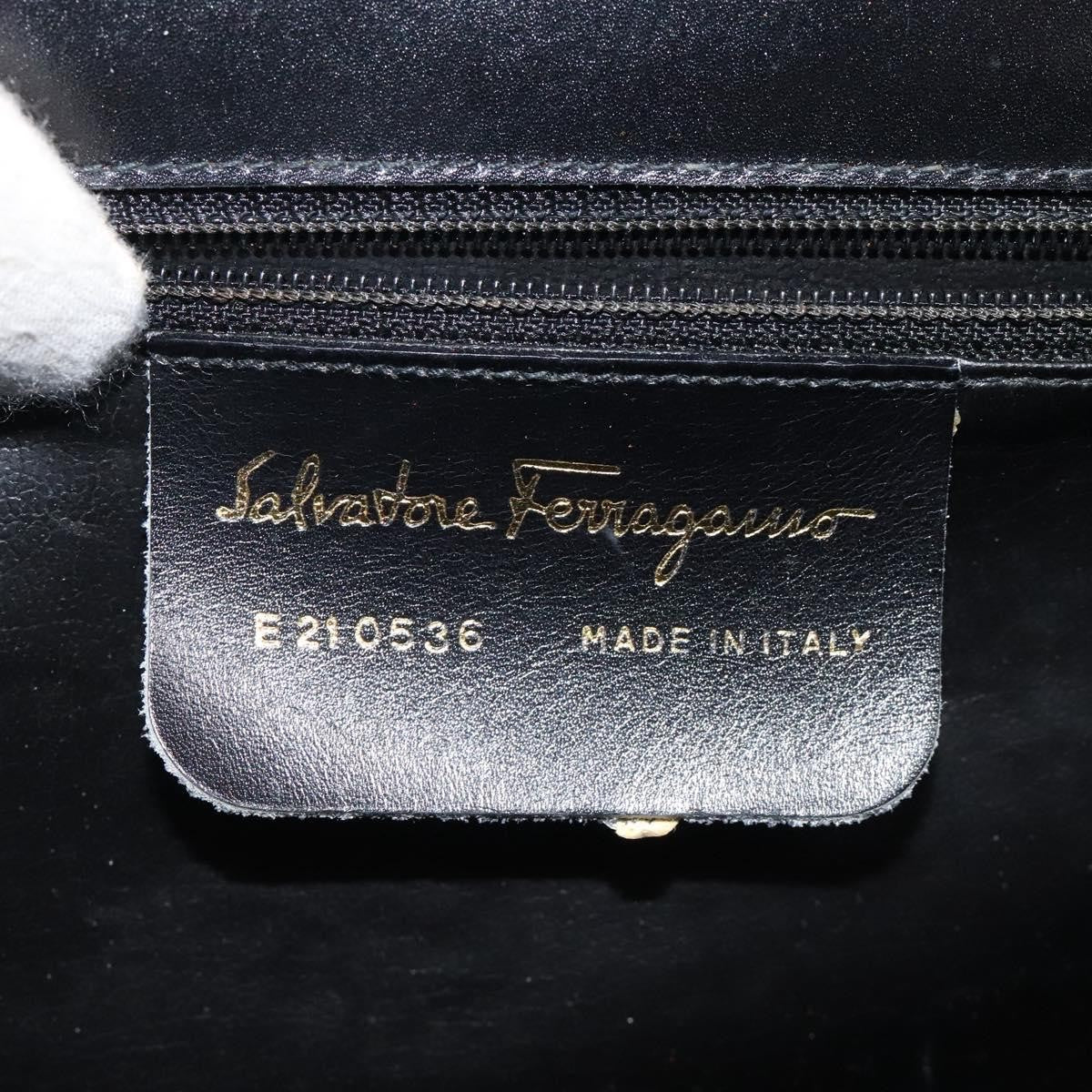 Salvatore Ferragamo Gancini handbag Leather, BLACK, LEATHER, Handbag