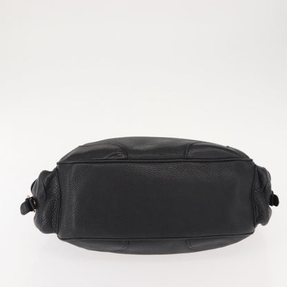 Prada Side Pocket Hobo Vitello Daino, BLACK, LEATHER, Shoulder bag