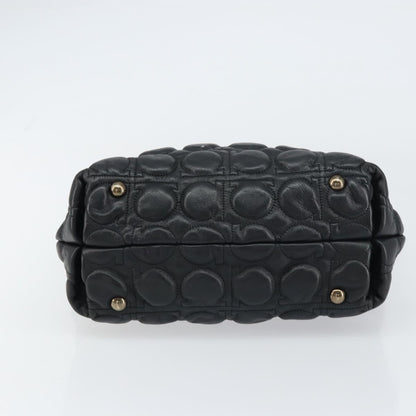 Salvatore Ferragamo Gancini handbag Leather, BLACK, LEATHER, Handbag