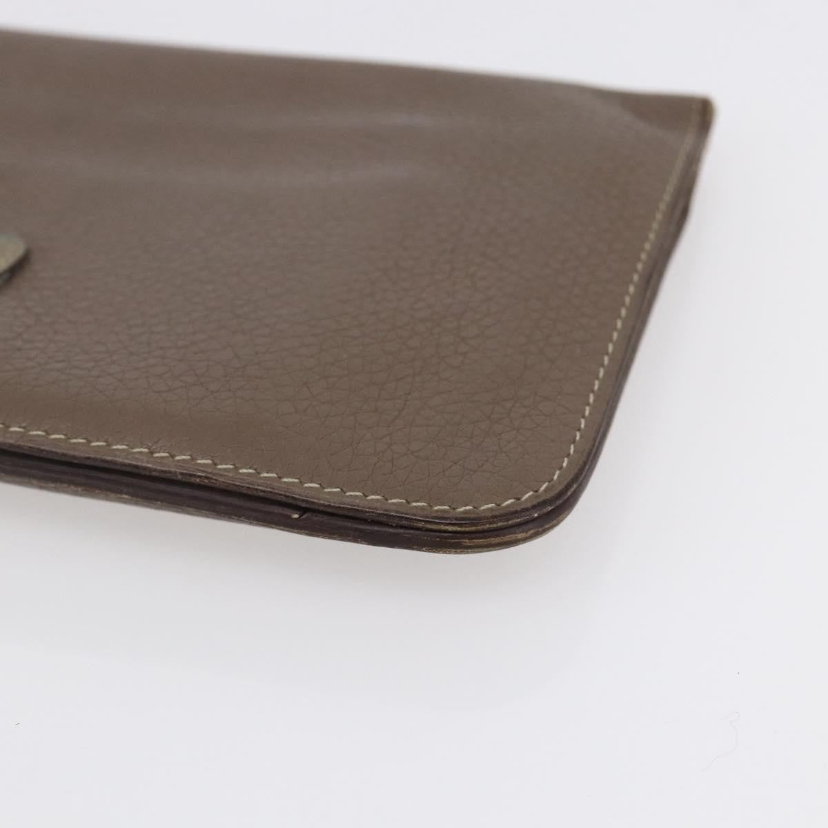 Hermes Dogon Duo Combined Wallet Leather, Gray, Leather, Wallet