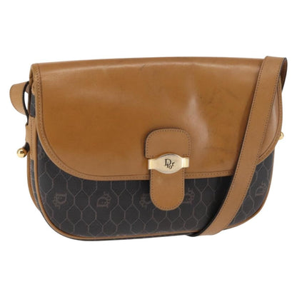 Christian Dior Vintage Honeycomb Shoulder Bag Canvas and Leather, BROWN, CANVAS, Shoulder bag