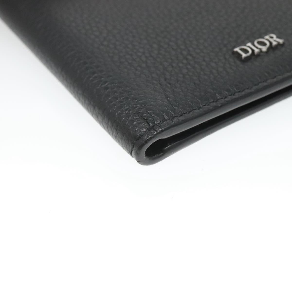 Christian Dior Bifold Card Holder Leather, BLACK, LEATHER, Card Holders