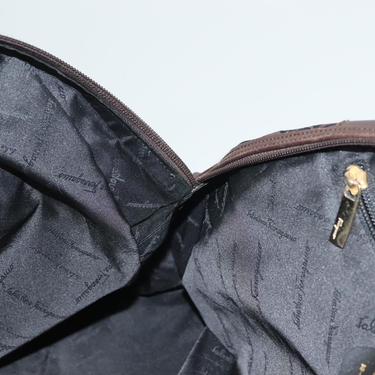 Salvatore Ferragamo Gancini handbag Canvas and Leather, NAVY, CANVAS, Handbag