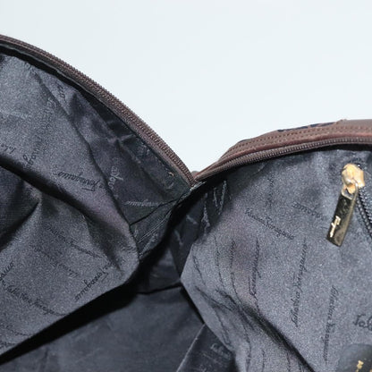 Salvatore Ferragamo Gancini handbag Canvas and Leather, NAVY, CANVAS, Handbag