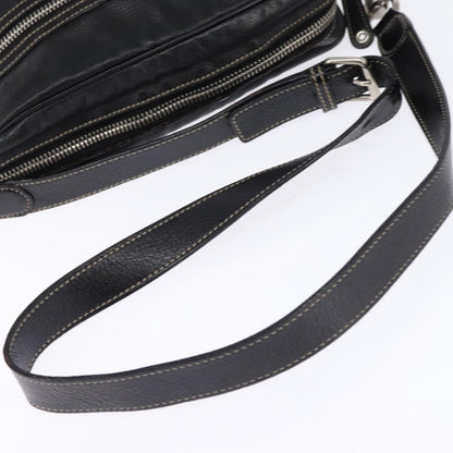 Gucci Front Zip Messenger Leather, BLACK, LEATHER, Shoulder bag