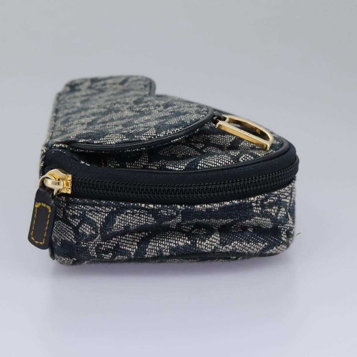 Christian Dior Vintage Saddle Coin Purse Diorissimo Canvas, NAVY, CANVAS, Wallets