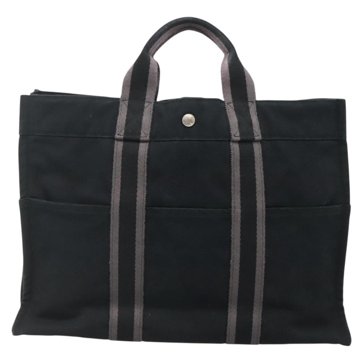 Hermes Fourre Tout Tote Canvas, BLACK, CANVAS, Tote bag