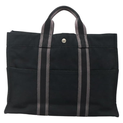 Hermes Fourre Tout Tote Canvas, BLACK, CANVAS, Tote bag