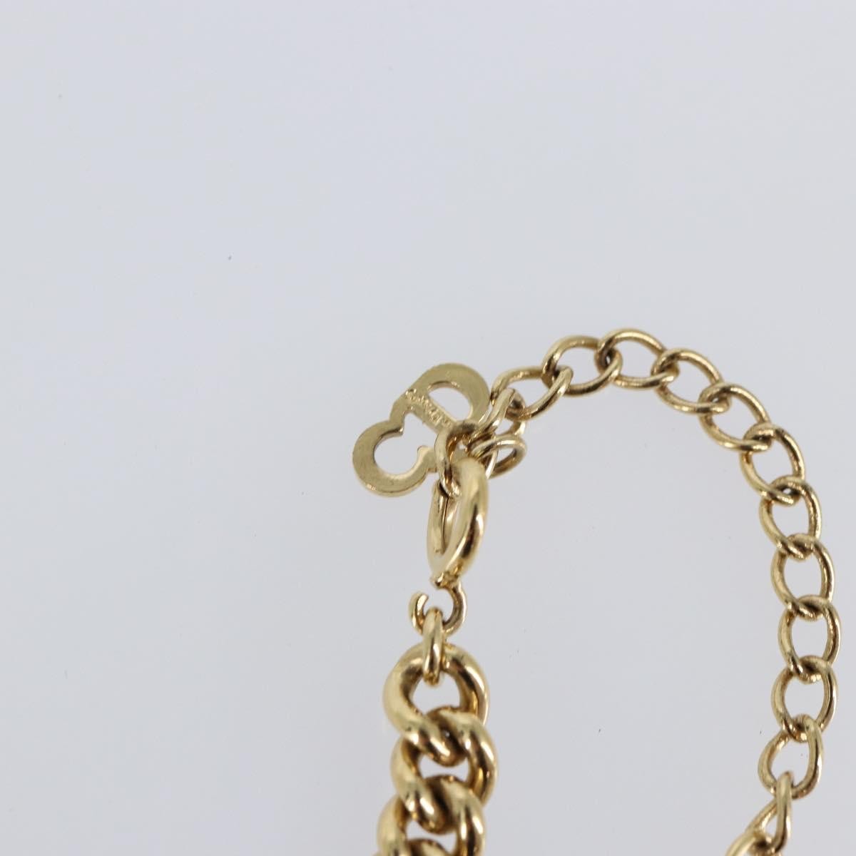 Christian Dior CD Chain Link Necklace Metal with Crystals, GOLD, METAL, Necklace