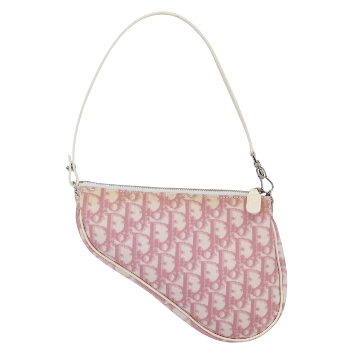 Christian Dior Vintage Saddle Bag Diorissimo Canvas, PINK, CANVAS, Shoulder bag