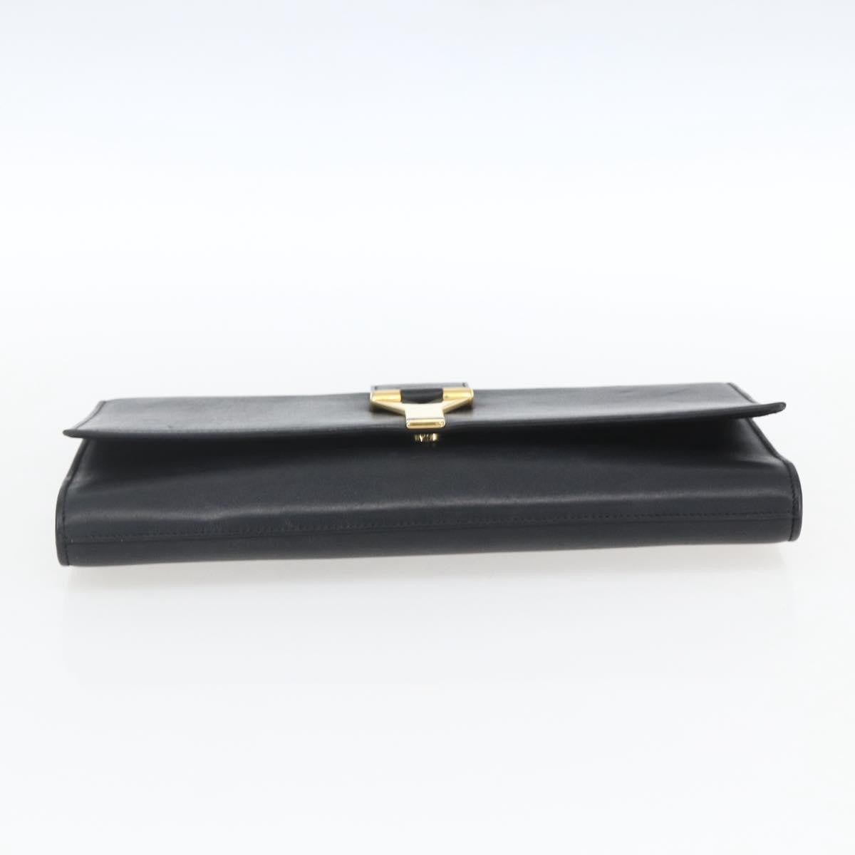 Saint Laurent Chyc Clutch Leather, BLACK, LEATHER, Clutche & pouche