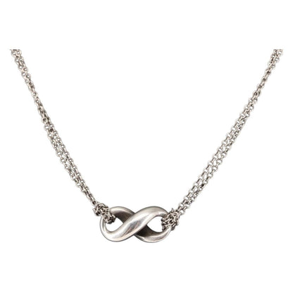 Tiffany & Co. Infinity Double Chain Pendant Necklace Silver, SILVER, SILVER, Necklace