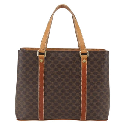 Celine Vintage Macadam Handbag Canvas and Leather, BROWN, CANVAS, Handbag