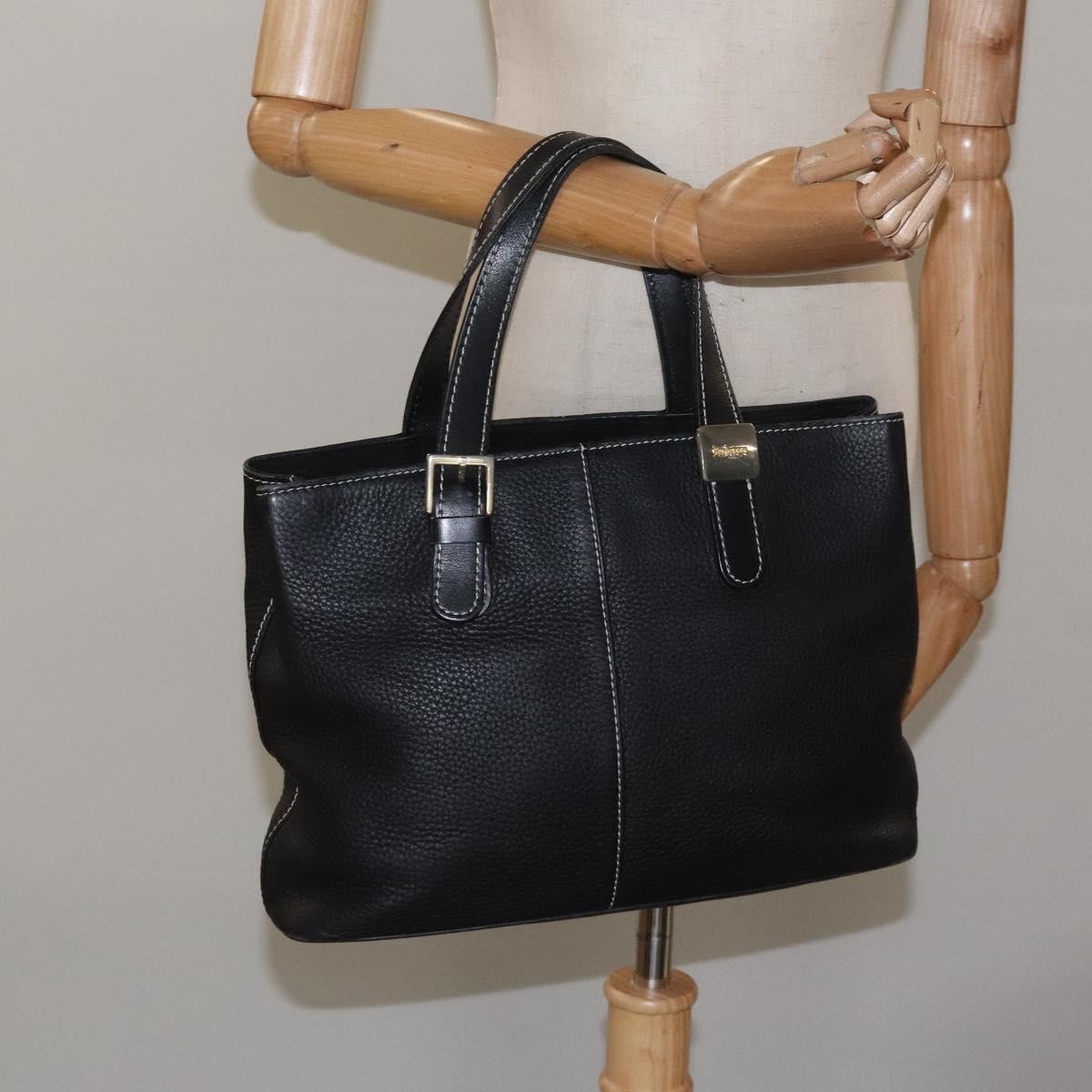 Burberry Handle Tote Leather, BLACK, LEATHER, Tote bag