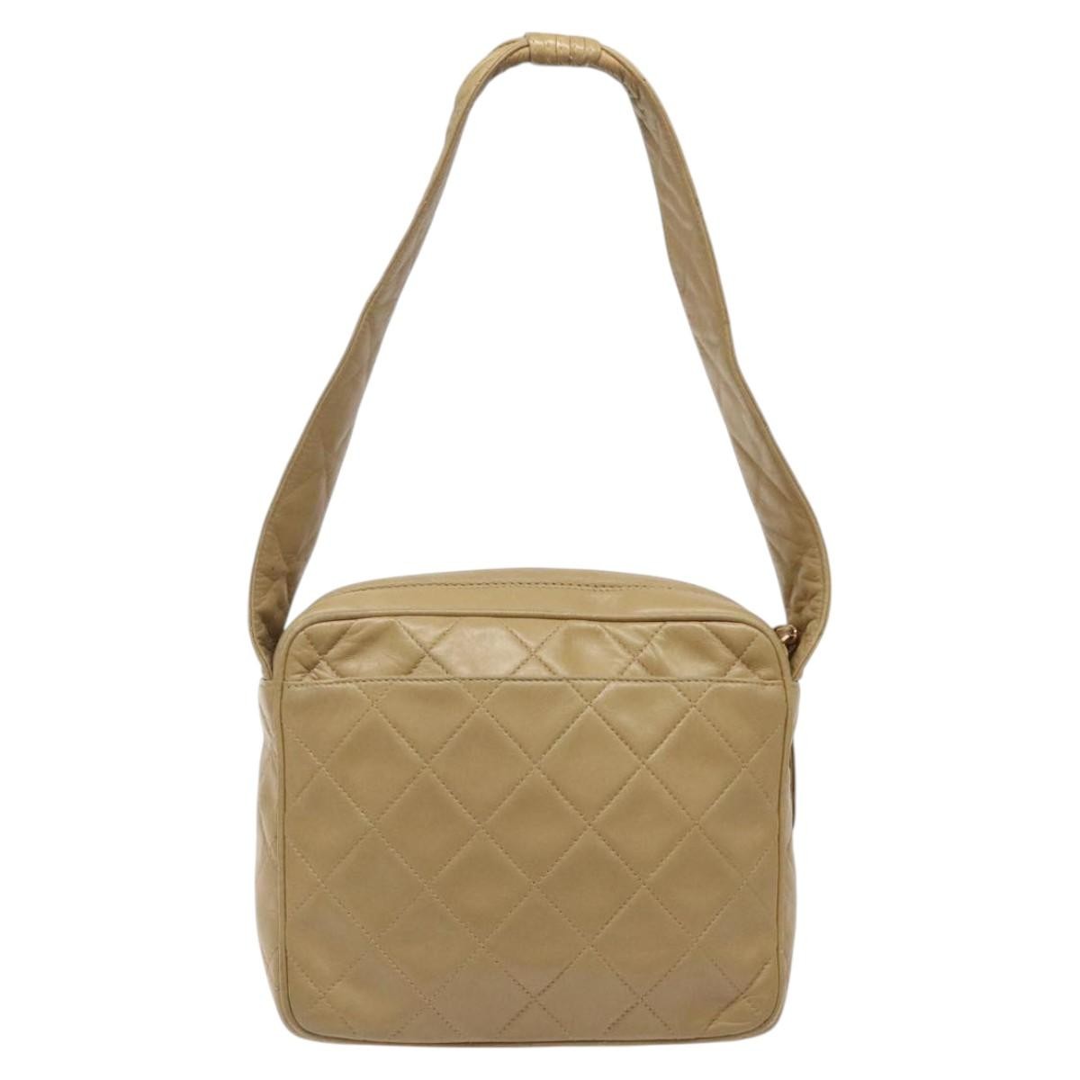Chanel Vintage Front Pocket Camera Shoulder Bag Leather, BEIGE, LEATHER, Shoulder bag
