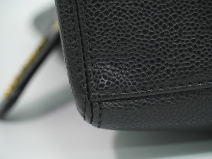 Chanel Vintage Logo Chain Tote Caviar, BLACK, LEATHER, Tote bag