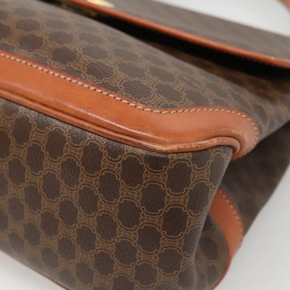 Celine Macadam Handbag Macadam with leather, BROWN, CANVAS, Handbag