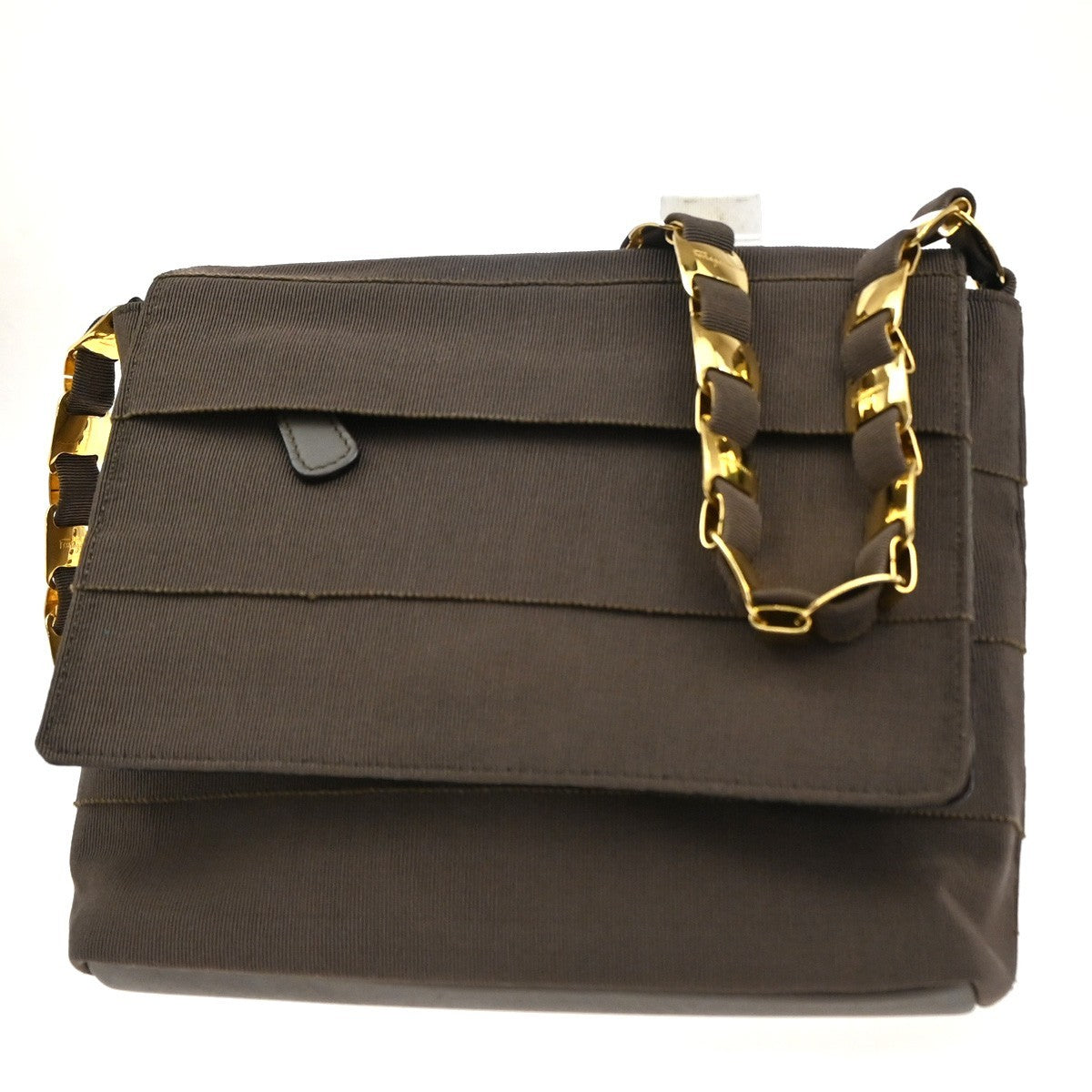 Salvatore Ferragamo Vala Shoulder Bag Canvas, Brown, Canvas, Shoulder Bag