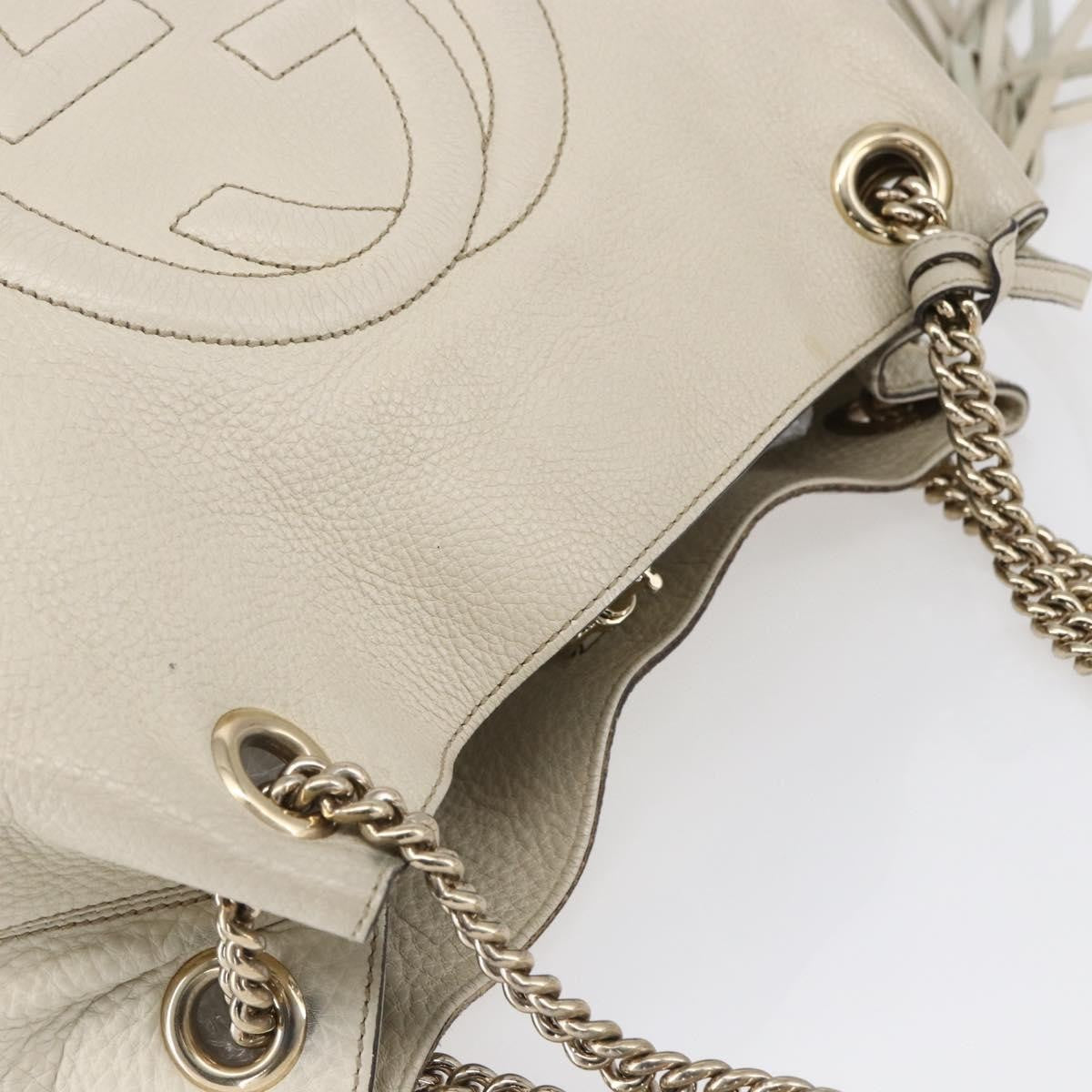 Gucci Soho Chain Strap Shoulder Bag Leather, WHITE, LEATHER, Shoulder bag