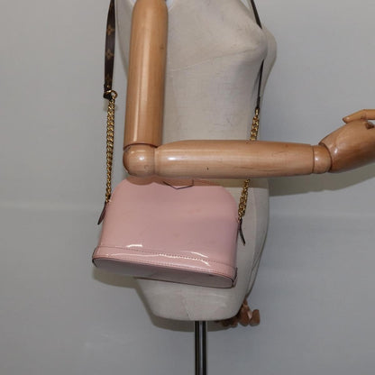 Louis Vuitton Alma Chain Handbag Vernis with Monogram Canvas, PINK, PATENT_LEATHER, Shoulder bag