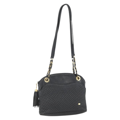 Bally Vintage Chain Shoulder Bag Quilted Leather, BLACK, LEATHER, Shoulder bag