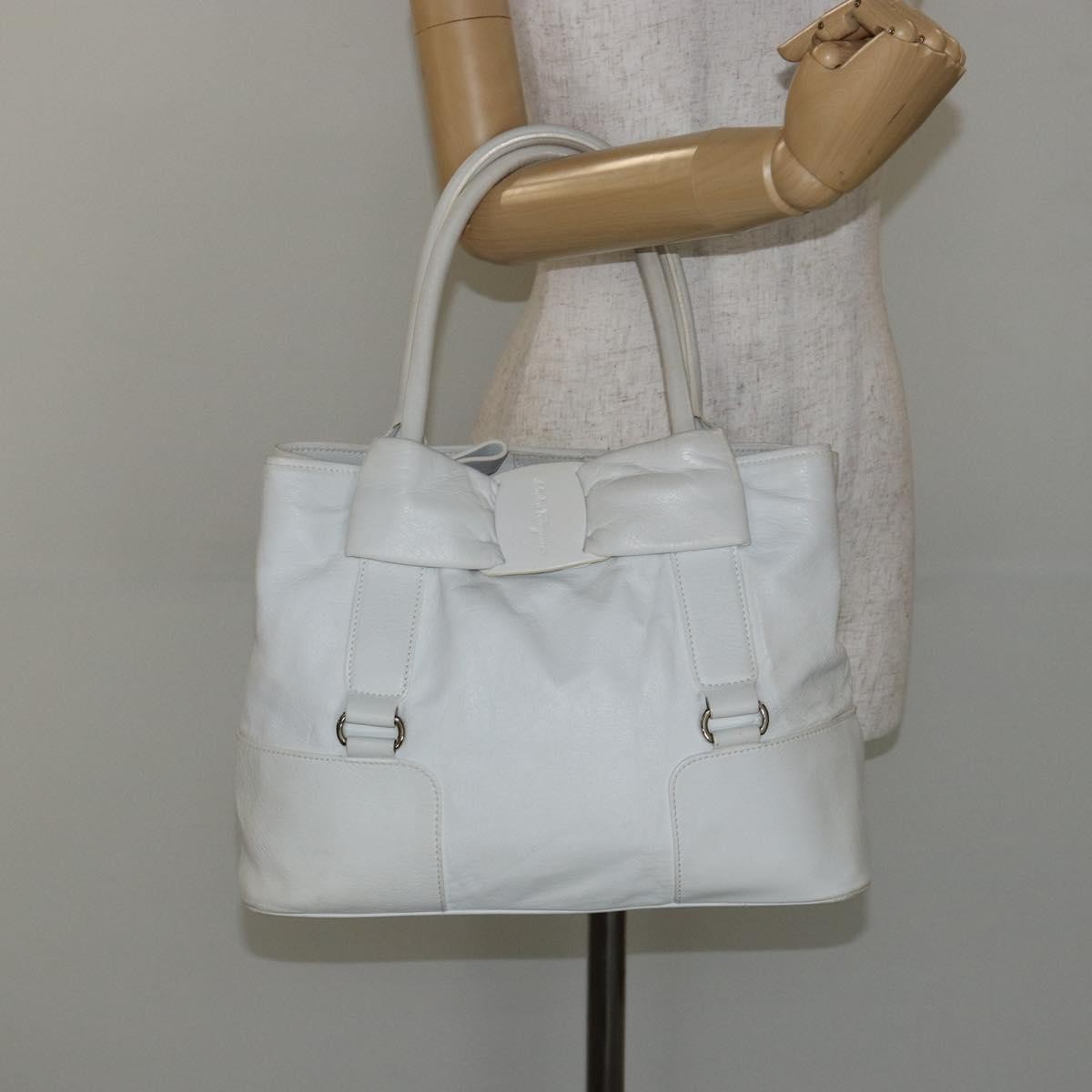 Salvatore Ferragamo Vala tote Leather, WHITE, LEATHER, Tote bag