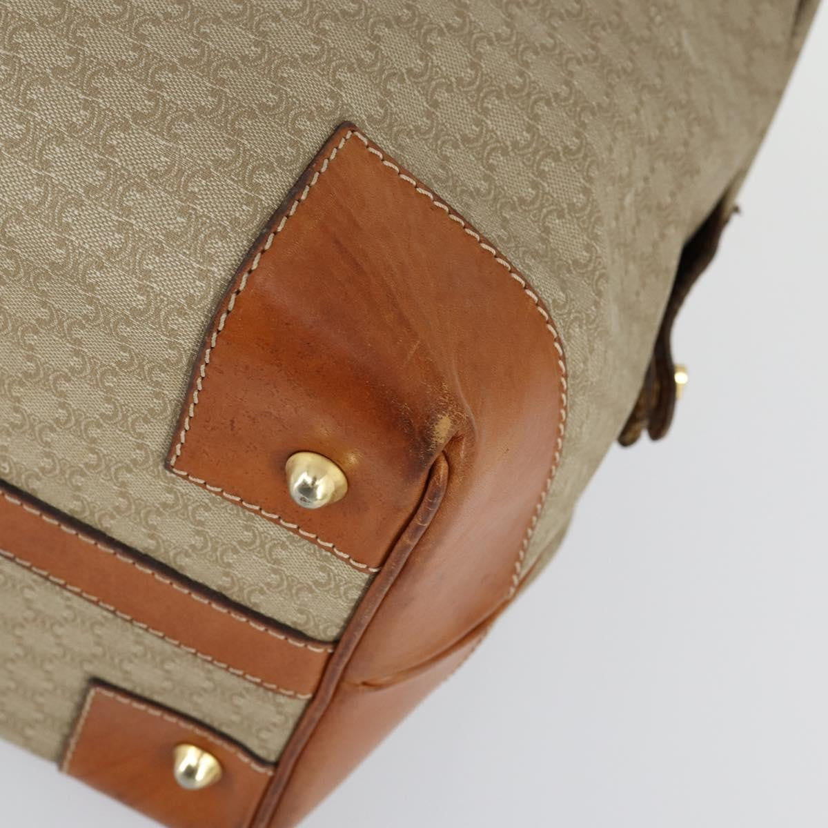 Celine Vintage Macadam Boston bag Canvas and Leather, BEIGE, CANVAS, Travel bag