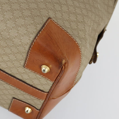 Celine Vintage Macadam Boston bag Canvas and Leather, BEIGE, CANVAS, Travel bag