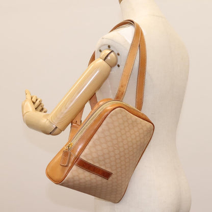 Celine Vintage Macadam Backpack Canvas and Leather, BEIGE, CANVAS, Backpack