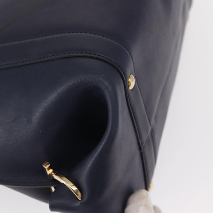 Salvatore Ferragamo Suzanna Satchel Smooth Leather, NAVY, LEATHER, Handbag