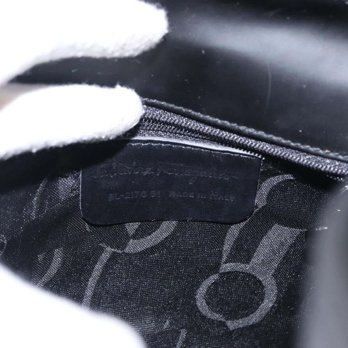 Salvatore Ferragamo Gancini Shoulder Bag Leather, BLACK, PATENT_LEATHER, Shoulder bag