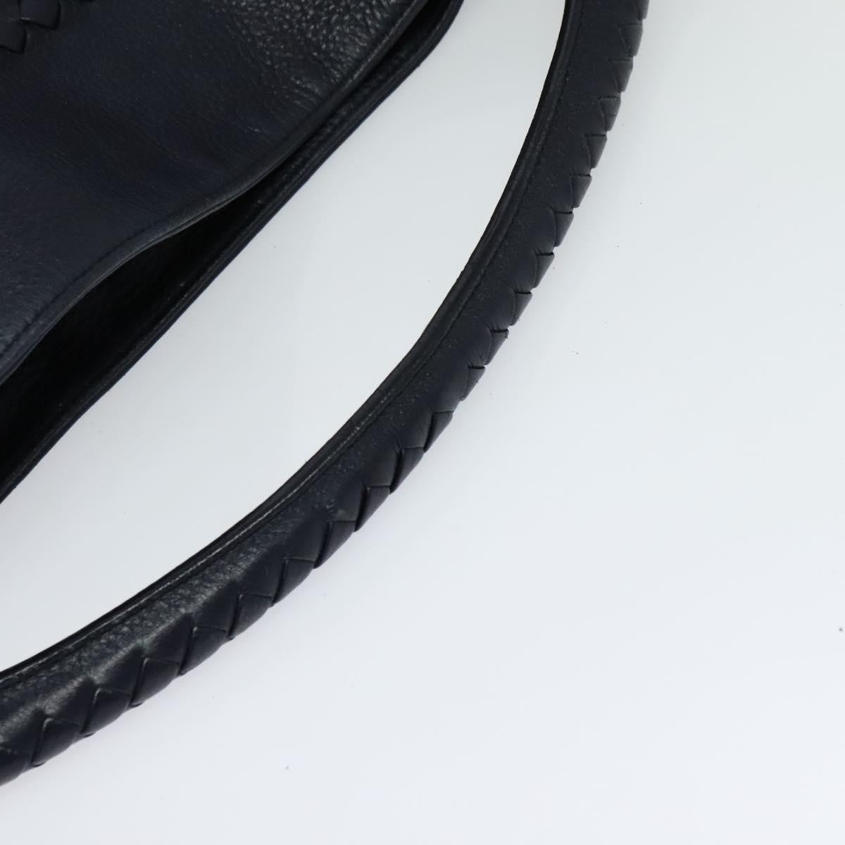 Bottega Veneta Open Hobo Cervo with Intrecciato Detail, NAVY, LEATHER, Shoulder bag