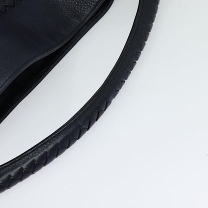 Bottega Veneta Open Hobo Cervo with Intrecciato Detail, NAVY, LEATHER, Shoulder bag