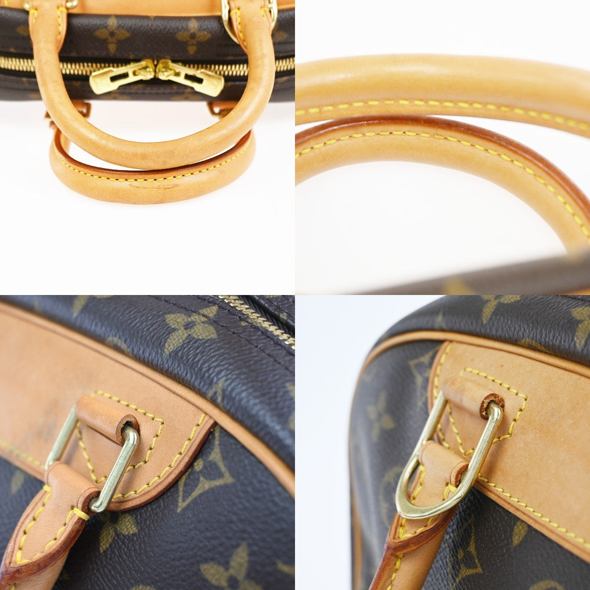 Louis Vuitton Trouville Handbag Monogram Canvas, Brown, Leather, Handbag