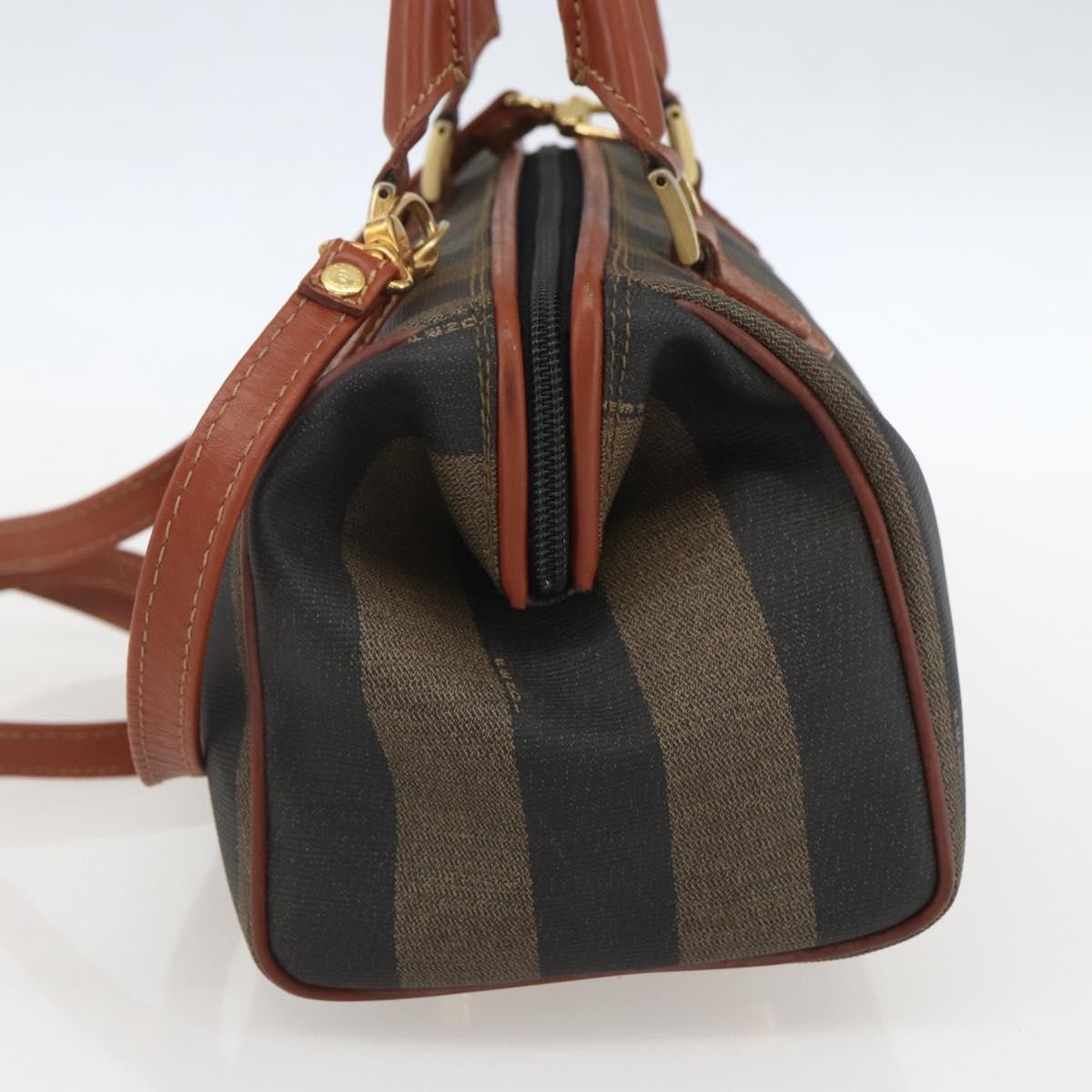 Fendi Vintage Pequin Convertible Boston Bag Coated Canvas, BLACK, PVC, Handbag