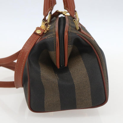 Fendi Vintage Pequin Convertible Boston Bag Coated Canvas, BLACK, PVC, Handbag