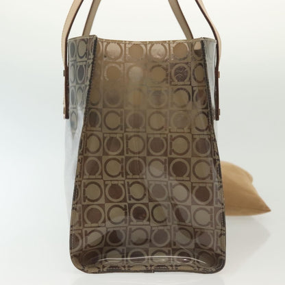 Salvatore Ferragamo Gancini Tote Vinyl, BROWN, SYNTHETIC, Tote bag