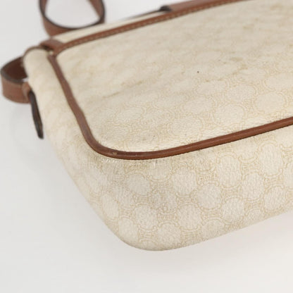 Celine Vintage Macadam Shoulder Bag Canvas and Leather, WHITE, CANVAS, Shoulder bag