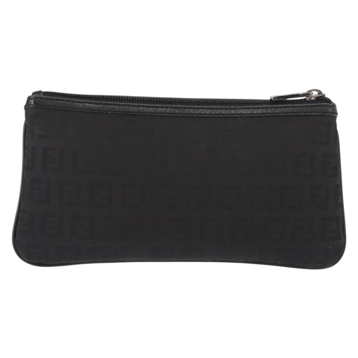 Fendi FF Logo Pouch Canvas, BLACK, CANVAS, Clutche & pouche